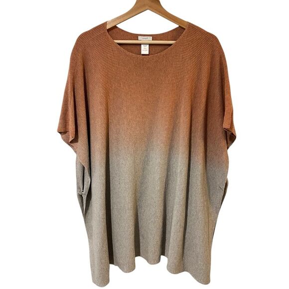 J Jill Pure Jill Poncho Sweater OS Ombré Red Clay Taupe Artsy Layering Oversize - Picture 1 of 9